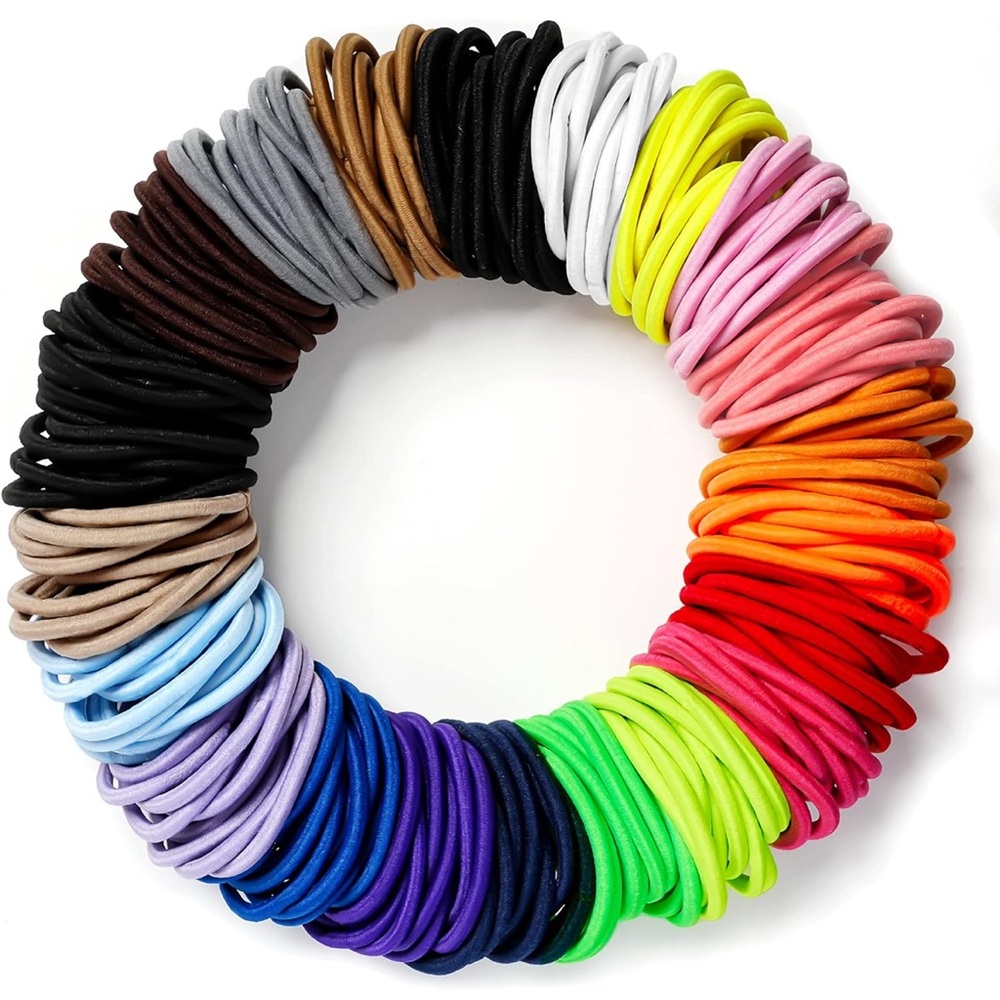 45pcs Hair Ties for Thick Hair, 4MM Hair Elastic Tie PINK Ponytails